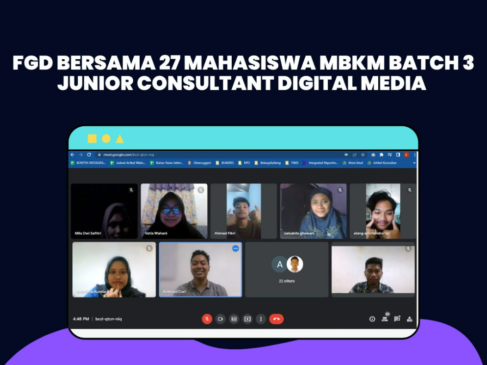 Talenta Hub Indonesia Selenggarakan FGD Bersama 27 Mahasiswa MBKM Batch 3 Junior Consultant Digital Media